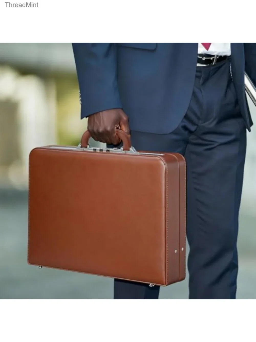 Anti-Theft Briefcase Faux Leather 16 In Laptop Lockable Business Bag